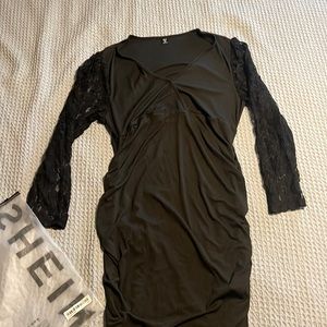 Black lacy sleeved cocktail dress